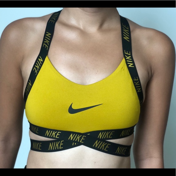 Never Worn! NIKE yellow & black sports bra - Picture 2 of 4